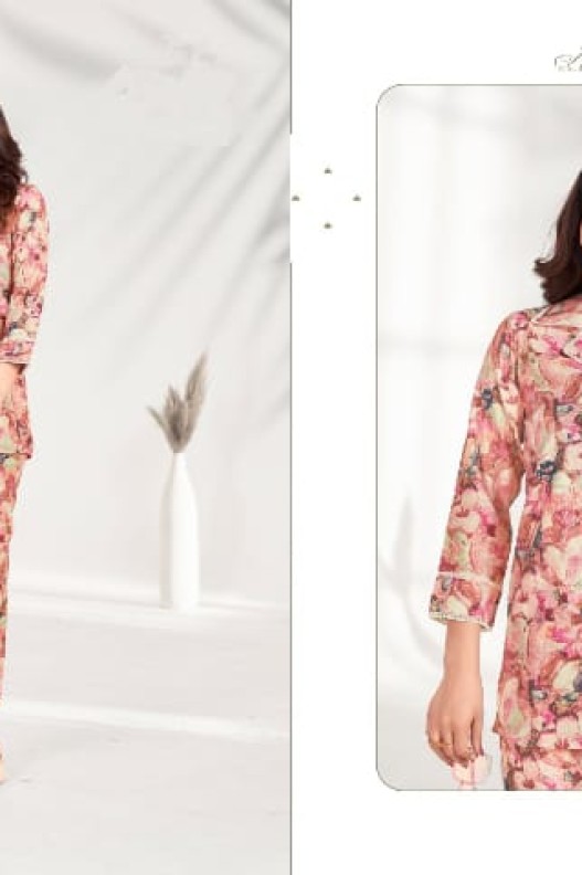 Elegant Rayon Fabric With Beautiful Floral Print Cord Set for Women.